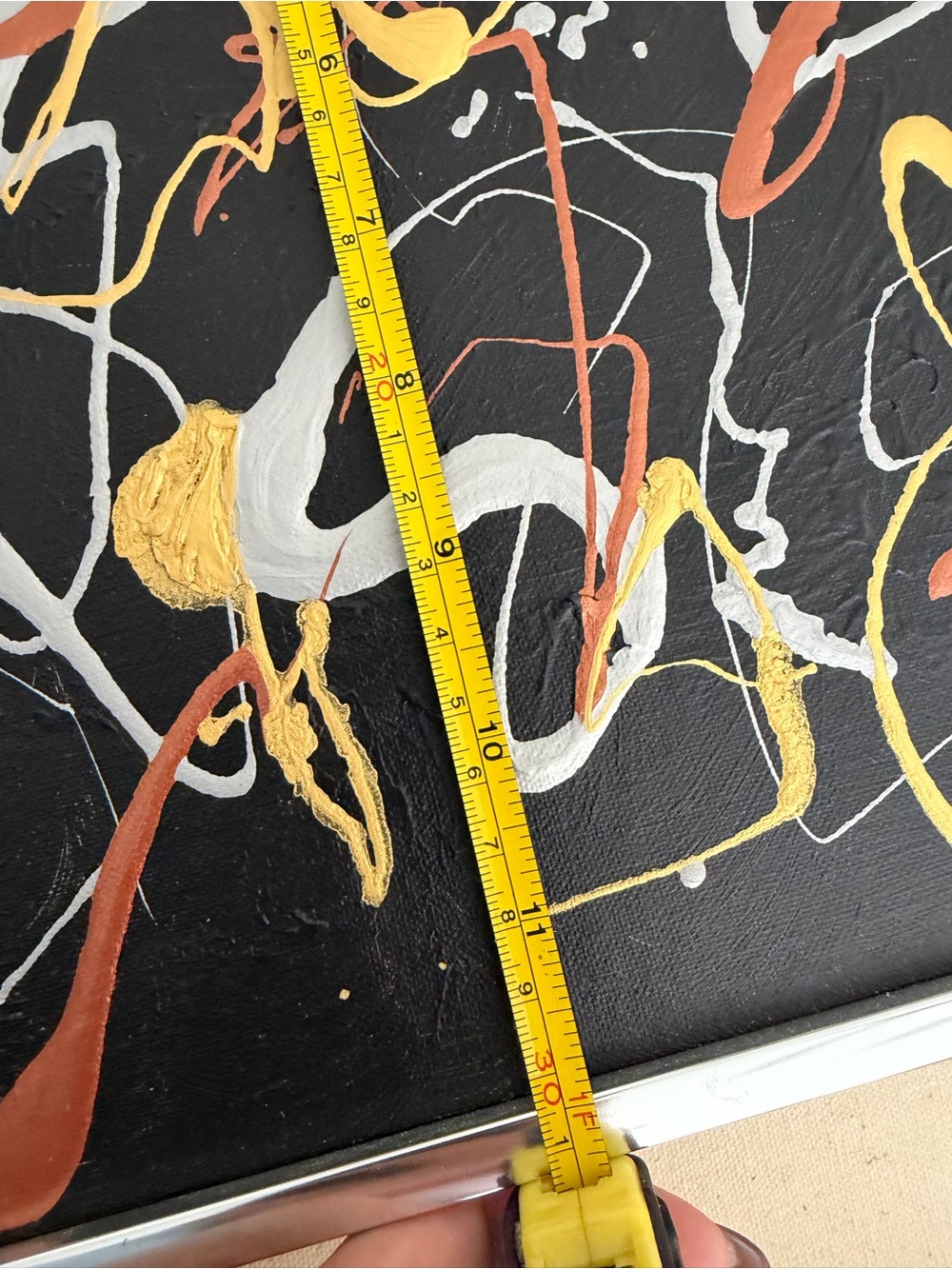 Abstract Splash Canvas Wall Art in Black, Yellow & Orange - Picture 3 of 5